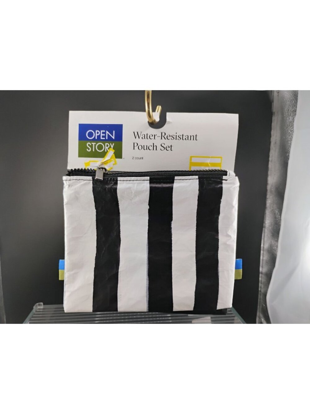 Open Story Water-Resistant Black & White Pouch Set 2 Count